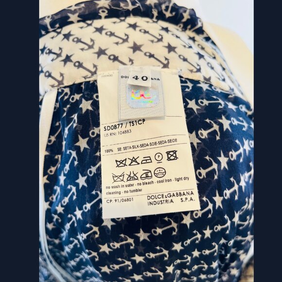 D&G Blue + White Anchor and Start Print Halter Dress - Size 40 (IT) - Picture 12 of 16